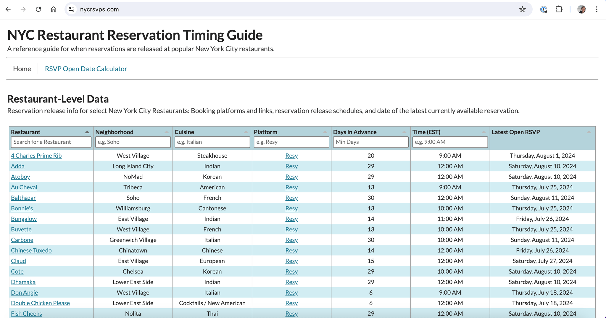 Image of nycrsvps.com homepage.