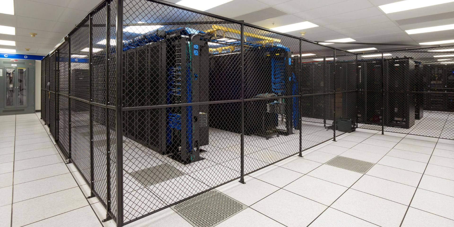 Servers in cages in a colo data center